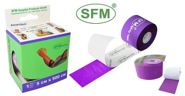 Лента (тейп) кинезиологическая SFM-Plaster на хлопковой основе в рулоне 5х500см цвет фиолетовый