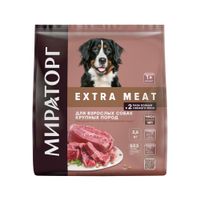 Корм сухой для взрослых собак крупных пород старше 1г с говядиной Black angus Extra Meat Мираторг 2,6кг