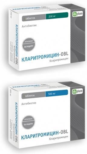 Кларитромицин-OBL таблетки п/о плен. 500мг 14шт