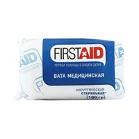 Вата медицинская хирургическая стерильная First Aid/Ферстэйд 100г