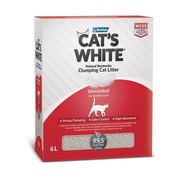Наполнитель комкующийся натуральный без ароматизатора Box Natural Cat's White 6л