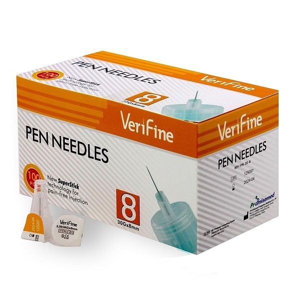 Иглы для инсулиновых шприц-ручек (0,30мм) 30G-8мм Verifine