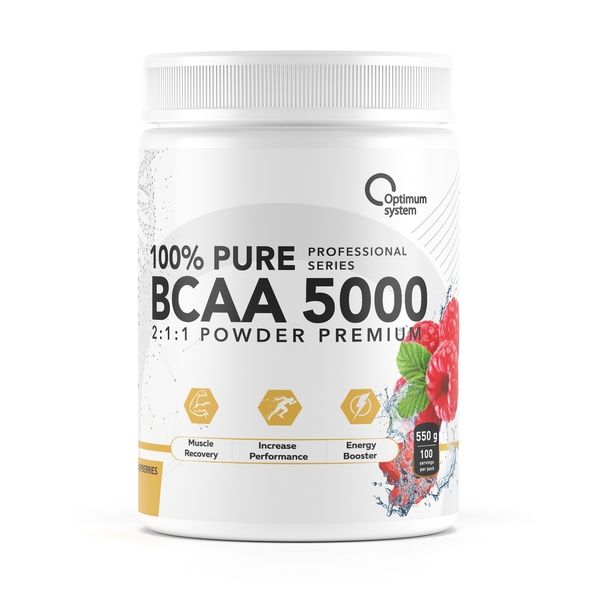 Аминокислоты БЦАА/BCAA 5000 Powder Малина Optimum System/Оптимум систем 550г