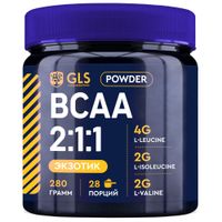 Аминокислоты БЦАА/BCAA 2:1:1 вкус экзотик GLS порошок для приг. раствора для приема вн. банка 280г миниатюра