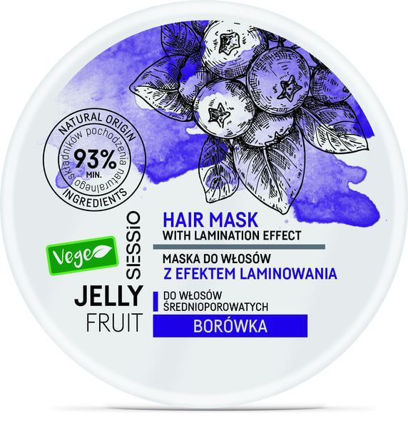 Маска ламинирующая для среднепористых волос с черникой Sessio Jelly Fruit Chantal 250г фото №2