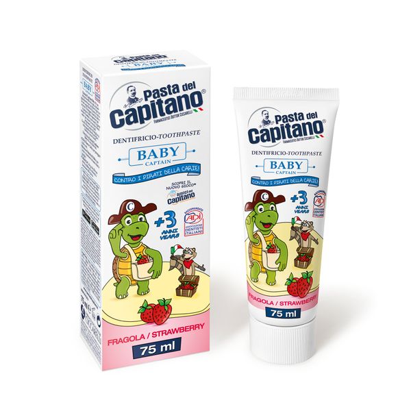 Паста зубная клубничная для детей с 3 лет Baby Pasta del Capitano 75мл ополаскиватель для рта pasta del capitano fresh mint