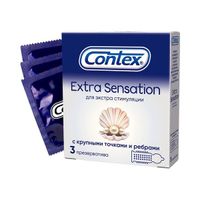 Презервативы Contex (Контекс) Extra Sensation с крупными точками и ребрами 3 шт.