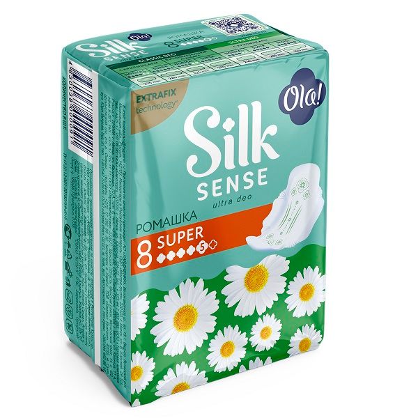 Прокладки женские гигиенические ультратонкие аромат солнечная ромашка Silk Sense Ultra Super Ola! 8шт фото №2
