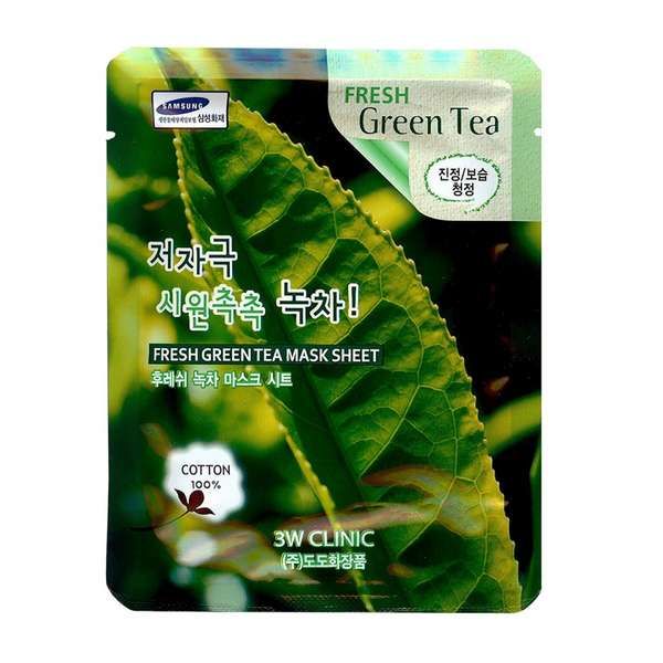 Маска увлажняющая тканевая с экстрактом зеленого чая Fresh green tea mask sheet 3W Clinic 23мл