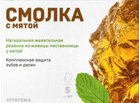 Смолка жевательная лиственничная с мятой таблетки Vitateka/Витатека 0,8г 5шт