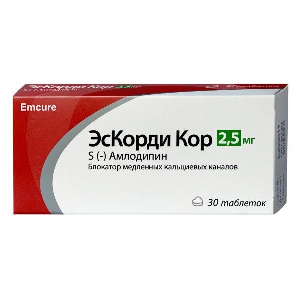 Купить ЭсКорди Кор таблетки 2, 5мг 30шт, Emcure Pharmaceutical Ltd, Индия