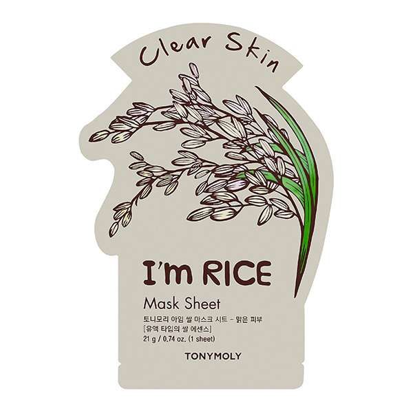 Маска для лица очищающая тканевая с экстрактом риса Im rice mask sheet clear skin TONYMOLY 21г