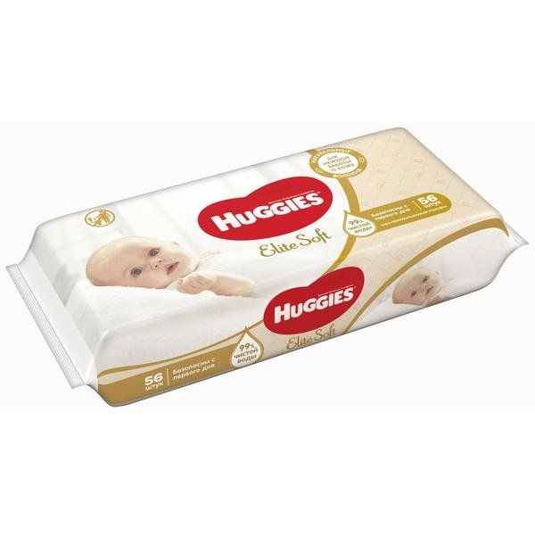 Салфетки влажные многослойные детские Elite Soft Huggies/Хаггис 56шт фото №2