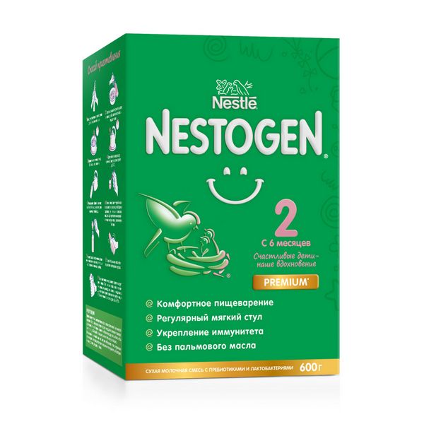 Смесь сухая молочная 6-12мес Premium 2 Nestogen/Нестожен 300г 2шт смесь nutrilak нутрилак premium соя с рождения сухая специализированная 350 г