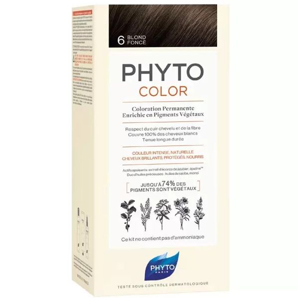 Краска для волос Color Phyto/Фито тон 6 Темный блонд шампунь защита а phyto phytocolor color protecting 250 мл