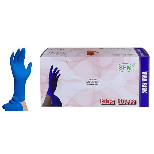 Перчатки нестерильные неопудренные текстурированные сверхпрочные синие Examination High Risk SFM 50шт р.M (7-8) нитриловые перчатки неопудренные текстурированные нестерильные nitrile hands clean 2228 l черные 100 шт