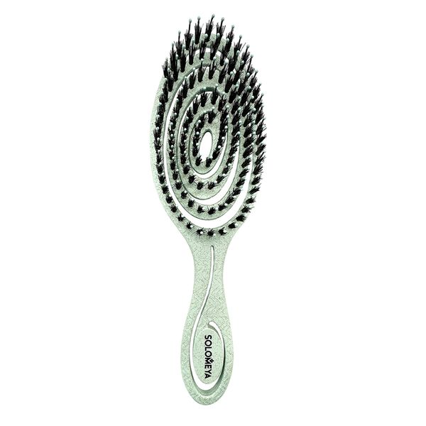 Расческа-био подвижная для волос c натуральной щетиной зеленая Solomeya (5440-4-M2) Sоlоmеуа Cosmetics Ltd