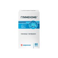 Глимекомб таблетки 40мг+500мг 60шт, миниатюра