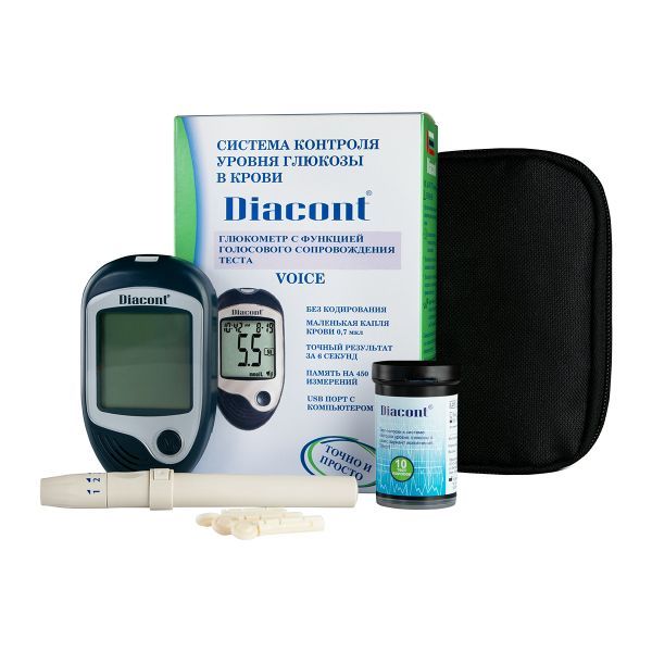 Диаконт Voice система контроля уровня глюкозы в крови с принадлежностями ООО Диаконт