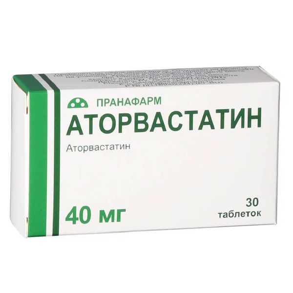 Аторвастатин таблетки п/о плен. 40мг 30шт Пранафарм ООО