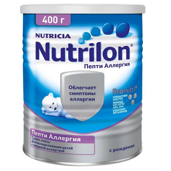 Смесь сухая с пребиотиками детская Пепти Аллергия Нутрилон/Nutrilon 400г цена и фото