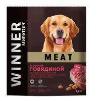 Корм сухой полнорационный с сочной говядиной для взрослых собак средних и крупных пород Meat Winner 1,1кг