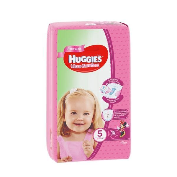 Подгузники Huggies/Хаггис Ultra Comfort для девочек 5 (12-22кг) 15 шт. фото №2
