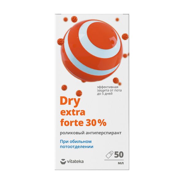 Ролик от обильного потоотделения 30 %, Витатека Драй Экстра Форте/Vitateka Dry Extra Forte 50 мл