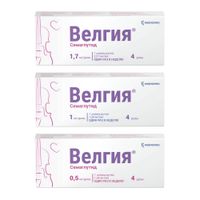 1X Велгия раствор для п/к введ. шприц-ручка 1,7мг/доза 3мл+Игла 5шт + 1X Велгия раствор для п/к введ. шприц-ручка 1мг/доза 3мл+Игла 5шт + 1X Велгия раствор для п/к введ. шприц-ручка 0,5мг/доза 1,5мл+Игла 5шт