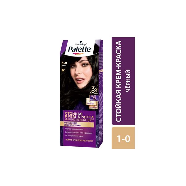 Краска для волос Icc 1-0 N1 Чёрный Palette/Палетт 110мл резинка для волос спорт эстетика 5 см коричневый чёрный микс