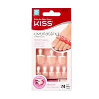 Набор накладных ногтей с клеем Французский педикюр Everlasting Kiss 24шт