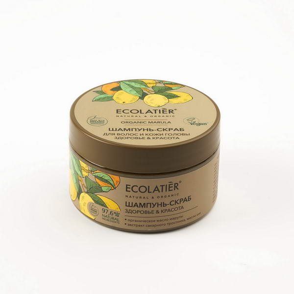 Шампунь-скраб для волос и кожи головы Здоровье & Красота Серия Organic Marula, Ecolatier Green 300 г