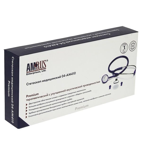 Стетоскоп терапевтический фиолетовый 04-АМ410 Amrus/Амрус фото №3