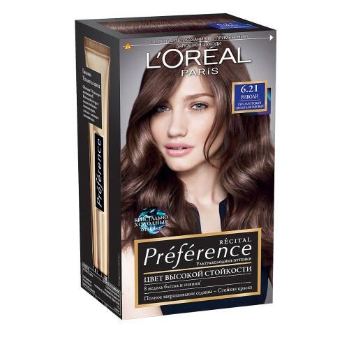 Краска для волос Preference L'Oreal Paris/Лореаль Париж тон 6.21 Перламутровый светло-каштановый 100% париж