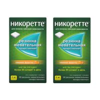 2Х Никоретте вкус свежих фруктов резинка жевательная 4мг 30шт
