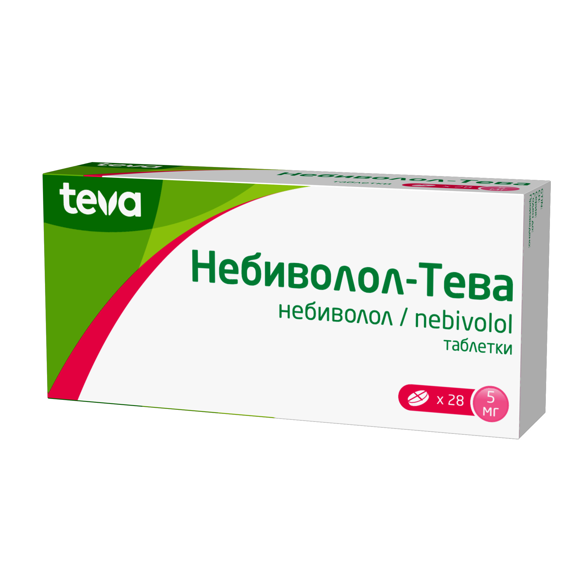 Небиволол-Тева таблетки 5мг 28шт - купить в Москве лекарство Небиволол-Тева  таблетки 5мг 28шт, официальная инструкция по применению