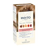 Набор Phyto/Фито: Краска-краска для волос 50мл тон 8 Светлый блонд+Молочко 50мл+Маска-защита цвета 12мл+Перчатки