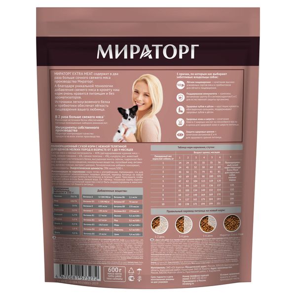 Корм сухой для щенков мелких пород в возрасте от 1 до 9 мес. c нежной ...