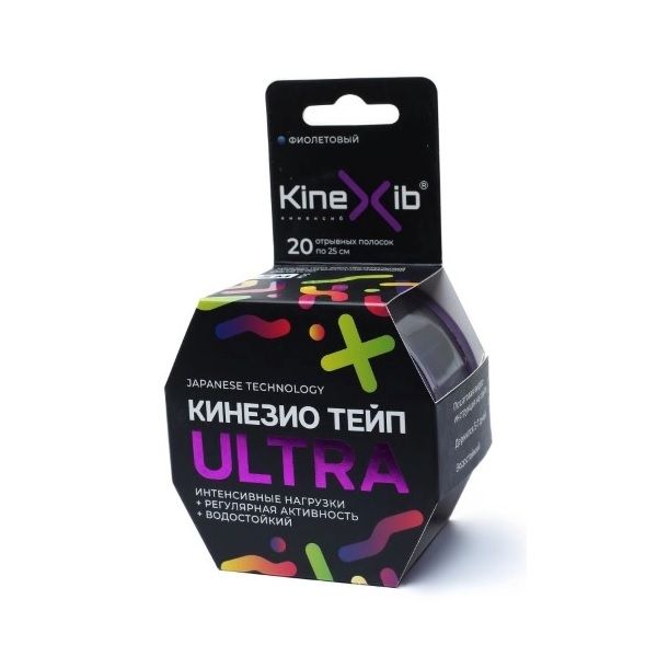 Кинезио тейп адгезивный восстанавливающий Kinexib Ultra фиолетовый, 5х500см