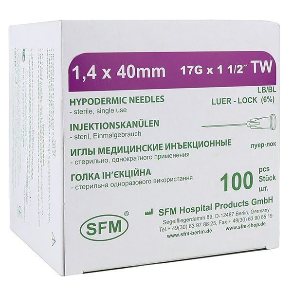 Игла одноразовая стерильная 1,4 х 40мм (17G) SFM Hospital/СФМ Госпиталь 100шт SFM Hospital Products GmbH