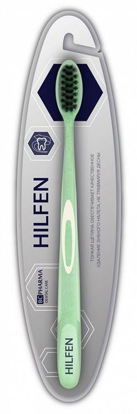 Щетка Hilfen (Хилфен) зубная мягкая с черной щетиной зеленая