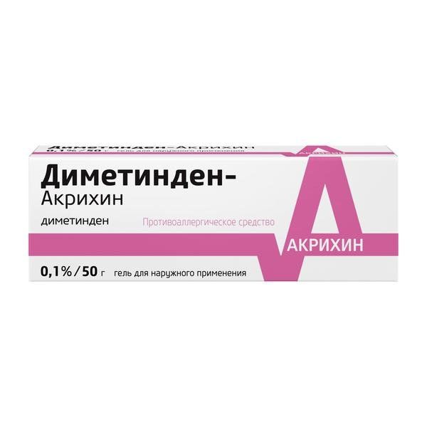 Диметинден-Акрихин гель д/нар. прим. 0.1% туба 50г