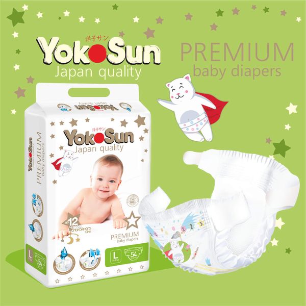 Подгузники детские Premium MegaBox YokoSun 9-13кг 216шт р.L фото №10