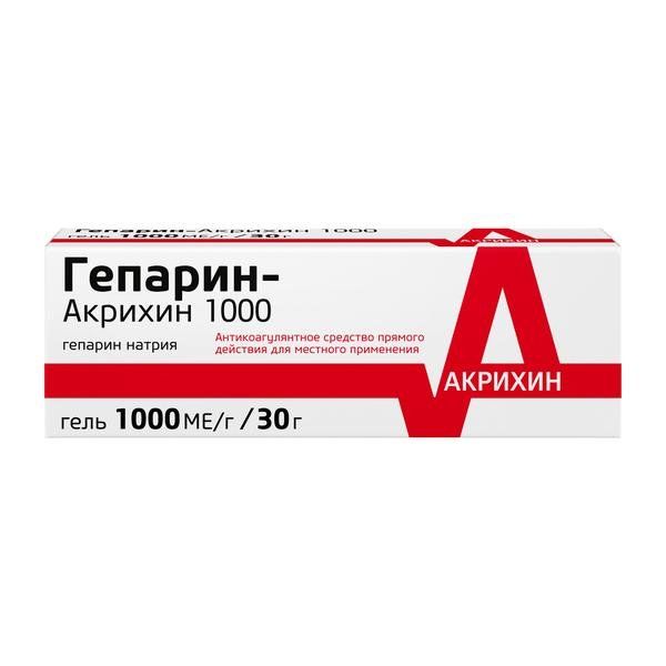 Купить Гепарин-Акрихин 1000 гель для наружного применения 1000МЕ/г 30г, АО Акрихин, Россия