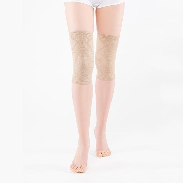 Бандаж на коленный сустав из бамбука, фиксация с силиконом Habic, бежевый,обхват 40-43см р.6