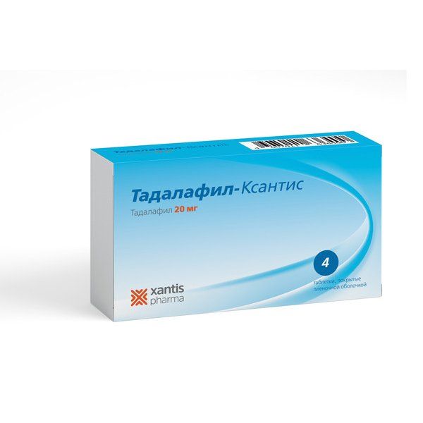 Тадалафил-Ксантис таблетки п/о плен. 20мг 4шт тадалафил сз таб п о 20мг 10