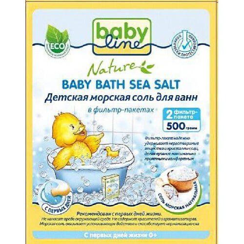Соль морская детская для ванн натуральная в фильтр-пакетах Babyline 500 г