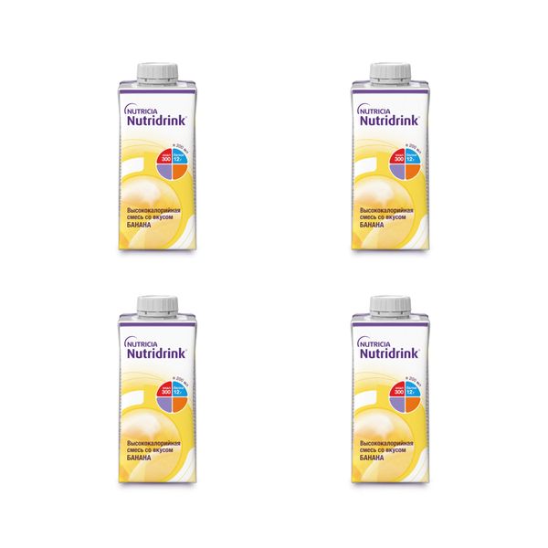 4Х Смесь жидкая высококалорийная банан Nutridrink/Нутридринк 200мл