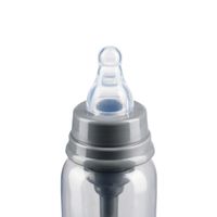 Бутылочка антиколиковая с силиконовой соской медленный поток серый Happy Baby/Хэппи Беби 250мл миниатюра фото №4
