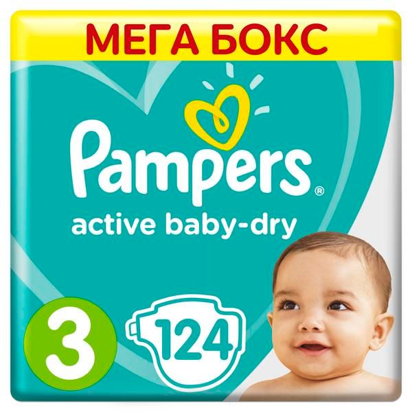 Pampers (Памперс) New Baby Dry Подгузники детские одноразовые 6-10кг 124 шт. подгузники pampers памперс new baby dry р 2 mini 3 6 кг 94 шт